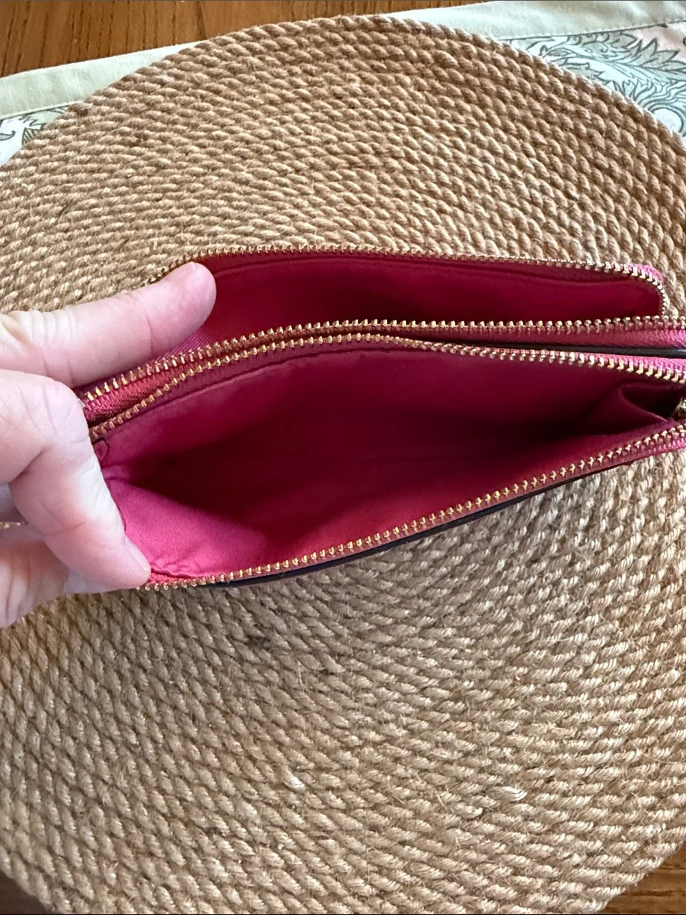 Coach Hot Pink Pebbled Leather Wristlet Crossbody